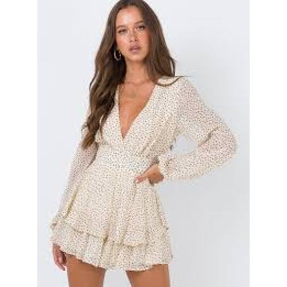 Princess Polly Women's String of Love Romper Size 6 Spotted - Picture 1 of 11